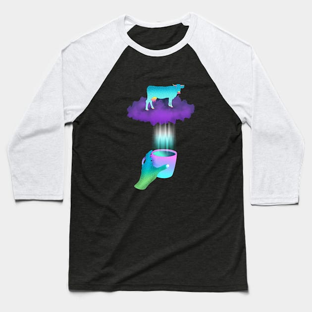 Morning space cow and coffee cup Baseball T-Shirt by annaazart